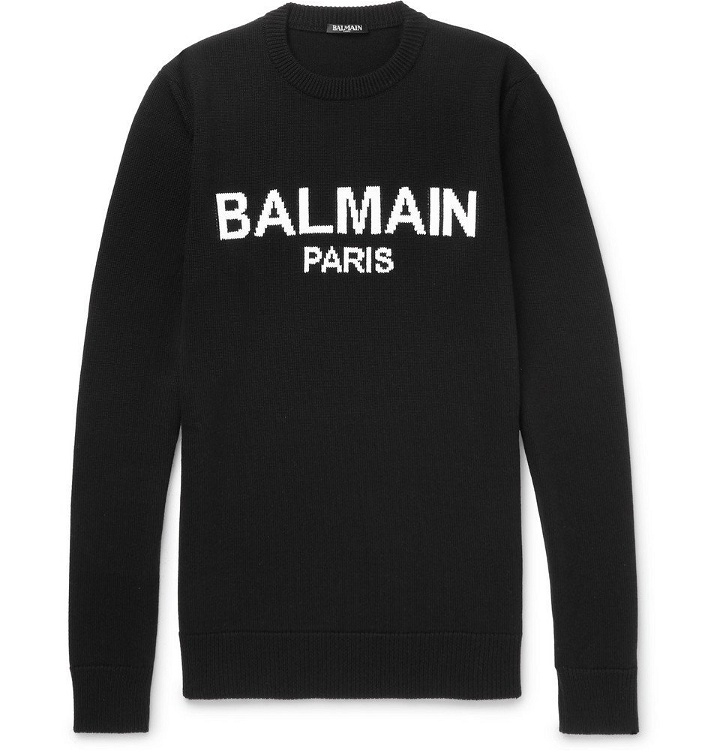 Photo: Balmain - Logo-Intarsia Virgin Wool Sweater - Men - Black
