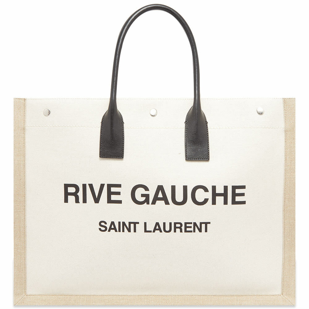 Saint Laurent Men's North/South Rive Gauche Canvas Tote Bag