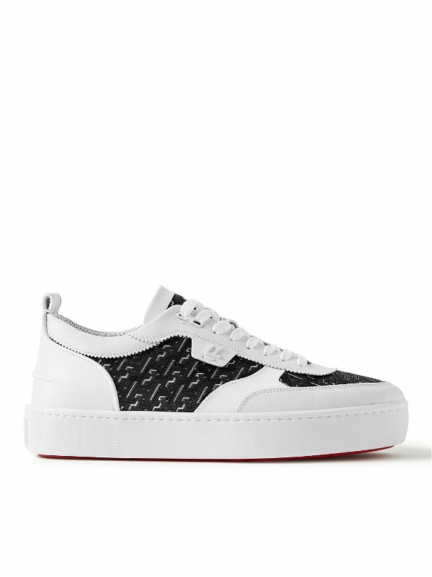 Photo: Christian Louboutin - Happyrui Rubber-Trimmed Mesh and Leather Sneakers - White