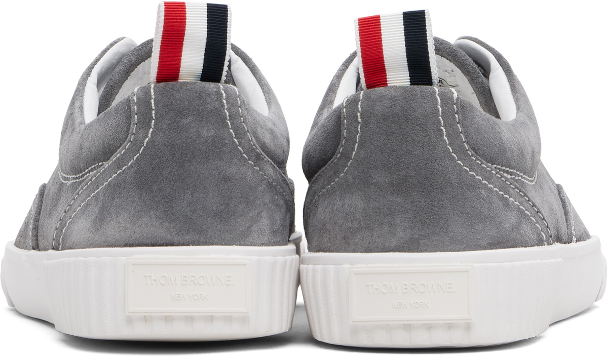 Thom Browne Gray Calf Suede Heritage Sneakers
