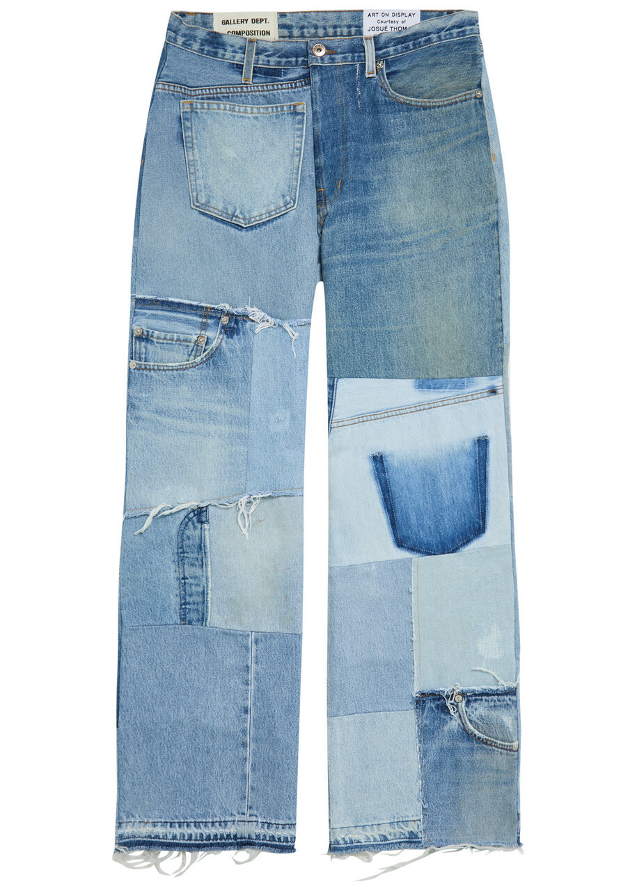 gallery dept Indiana ダメージデニム 28 Gallery Dept. - Indiana Flare Slim-Fit Distressed Jeans - Blue