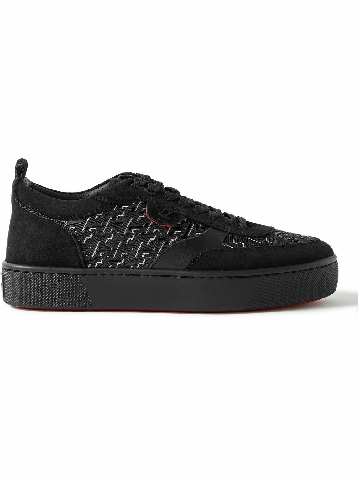 【Christian Louboutin】 Happyrui leather-trimmed sneakers Happyrui leather-trimmed sneakers in black - Christian
