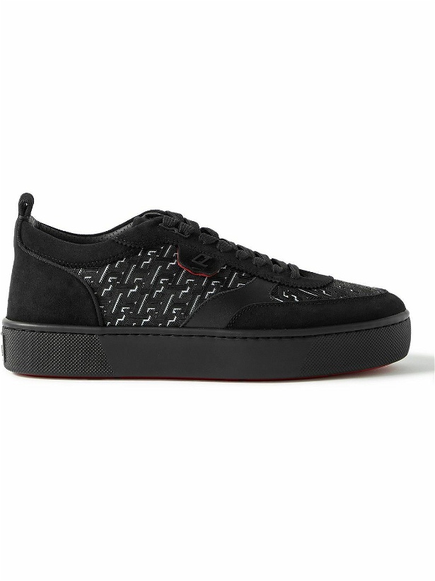 Photo: Christian Louboutin - Happyrui Suede and Leather-Trimmed Rubber Sneakers - Black