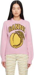 GANNI Pink Jacquard Sweater