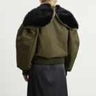 Simone Rocha Women's Cropped Split Faux Fur Hood Bomber Jacket in Khaki/Black