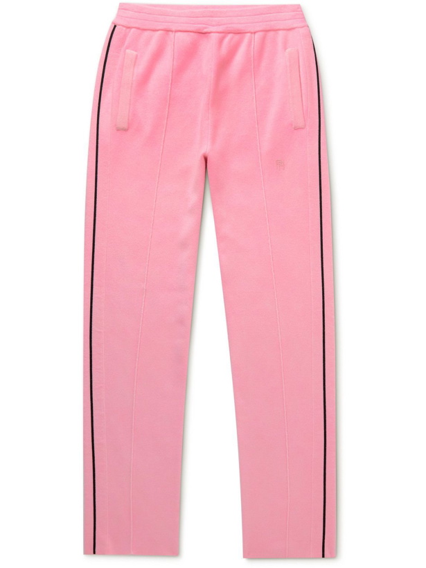 Photo: Palm Angels - Tapered Striped Logo-Embroidered Cashmere Sweatpants - Pink