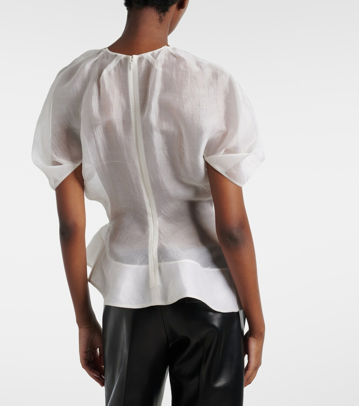 Khaite Rumi sheer peplum silk top