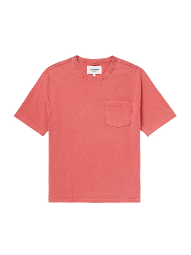 Photo: Corridor - Garment-Dyed Cotton-Jersey T-Shirt - Red