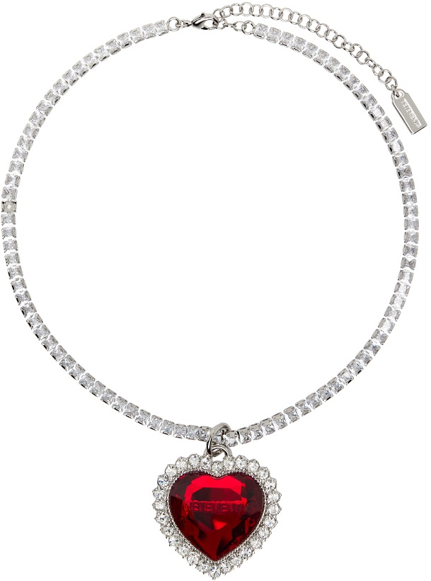 Photo: VETEMENTS Silver & Red Crystal Heart Necklace