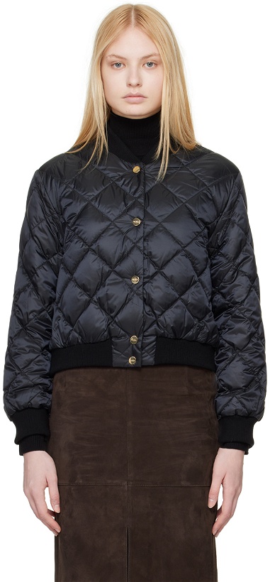 Photo: Max Mara Black The Cube Quilted Reversible Down Bomber Jacket