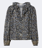 Ulla Johnson Siena printed ruffled cotton-blend top