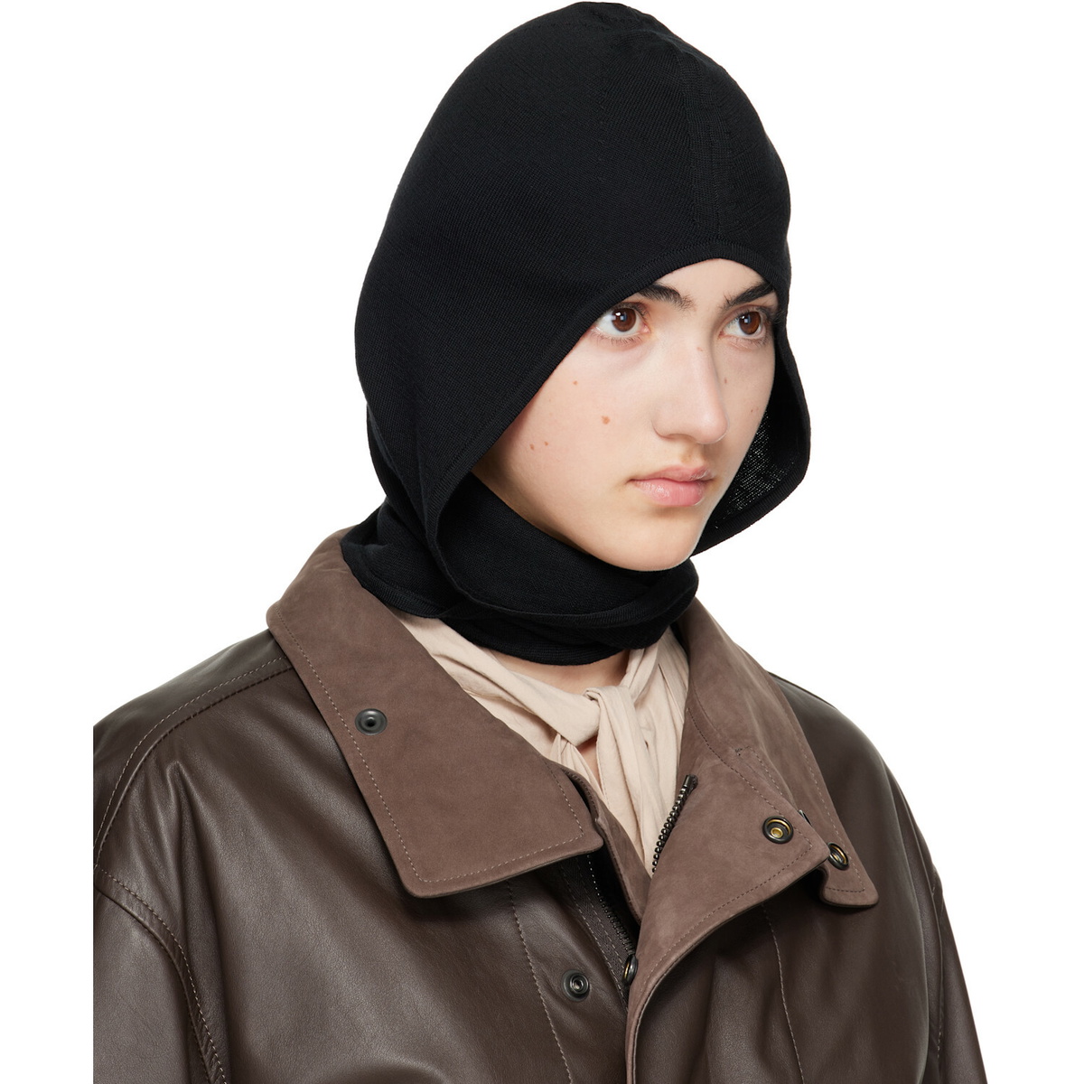 LEMAIRE Black Fine Wool Hood