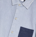 Loewe - Paula's Ibiza Distressed Colour-Block Cotton-Chambray Shirt Jacket - Blue