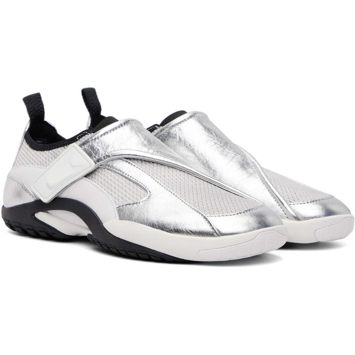Lanvin Silver LNV1 Crinkled Metallic Leather Sneakers