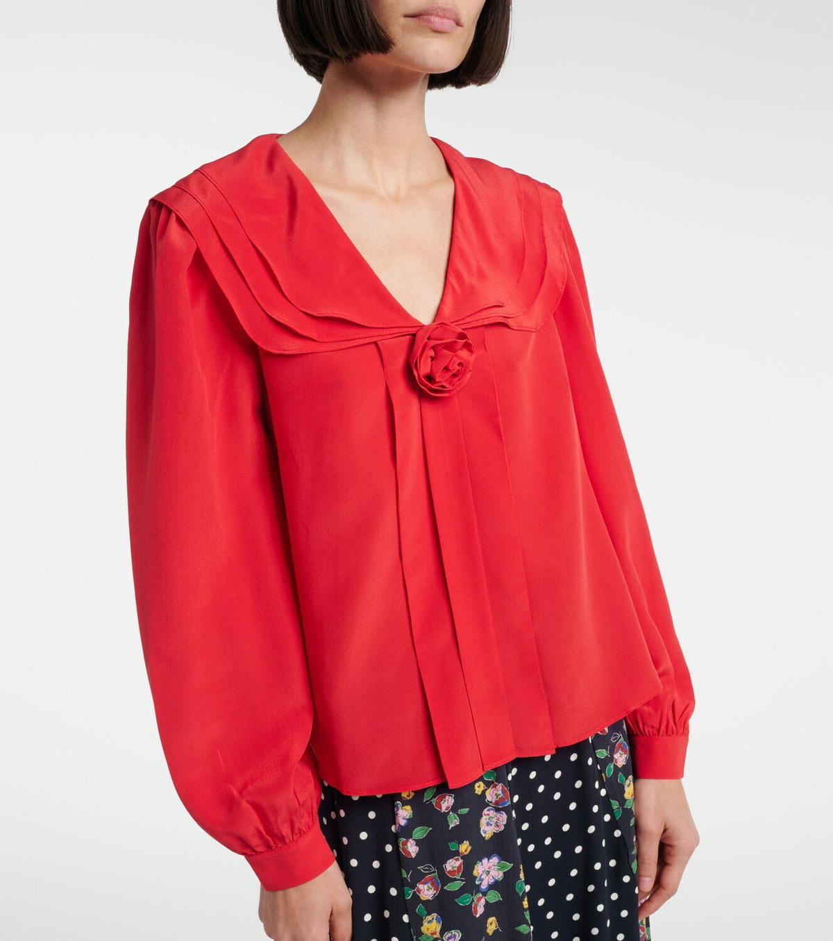 Rixo Emelin floral-appliqué silk blouse