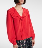 Rixo Emelin floral-appliqué silk blouse
