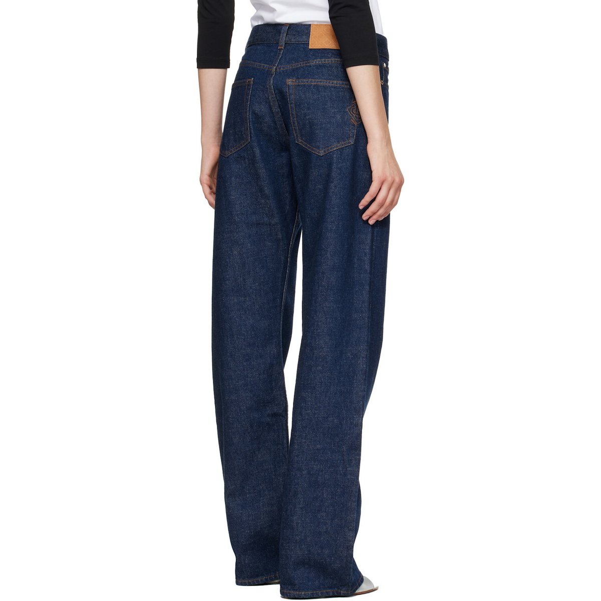 Casablanca Navy Selvedge Embroidered Laurel Jeans
