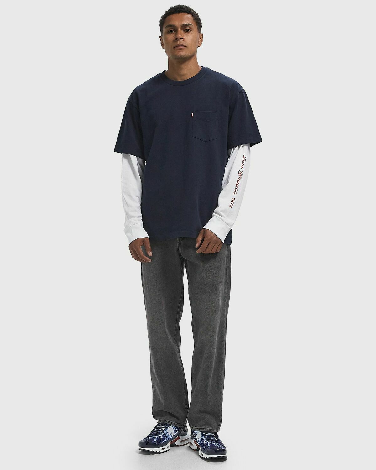 Levis THE HW POCKET TEE Blue Mens Shortsleefe