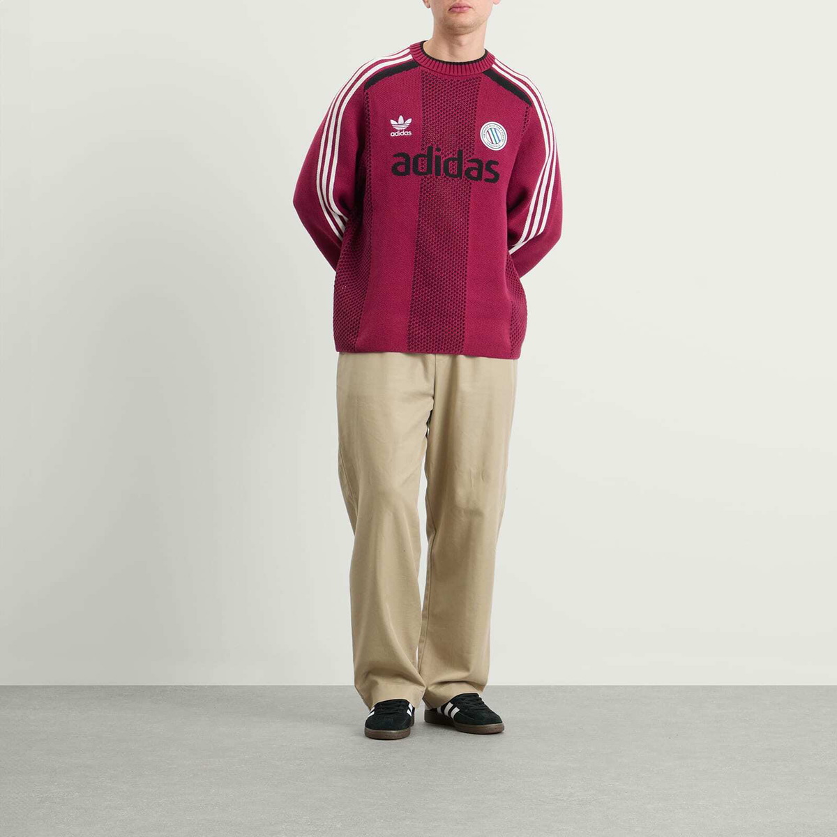 Adidas Adicolor Pullover Knit in Legacy Burgundy
