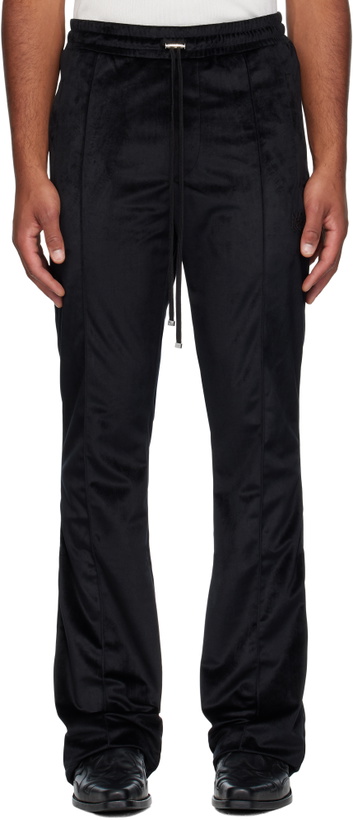Photo: AMIRI Black Velvet Flare Track Sweatpants