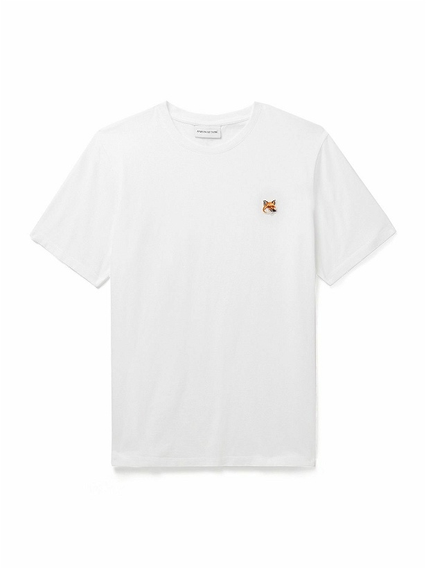 Photo: Maison Kitsuné - Logo-Appliquéd Cotton-Jersey T-Shirt - White
