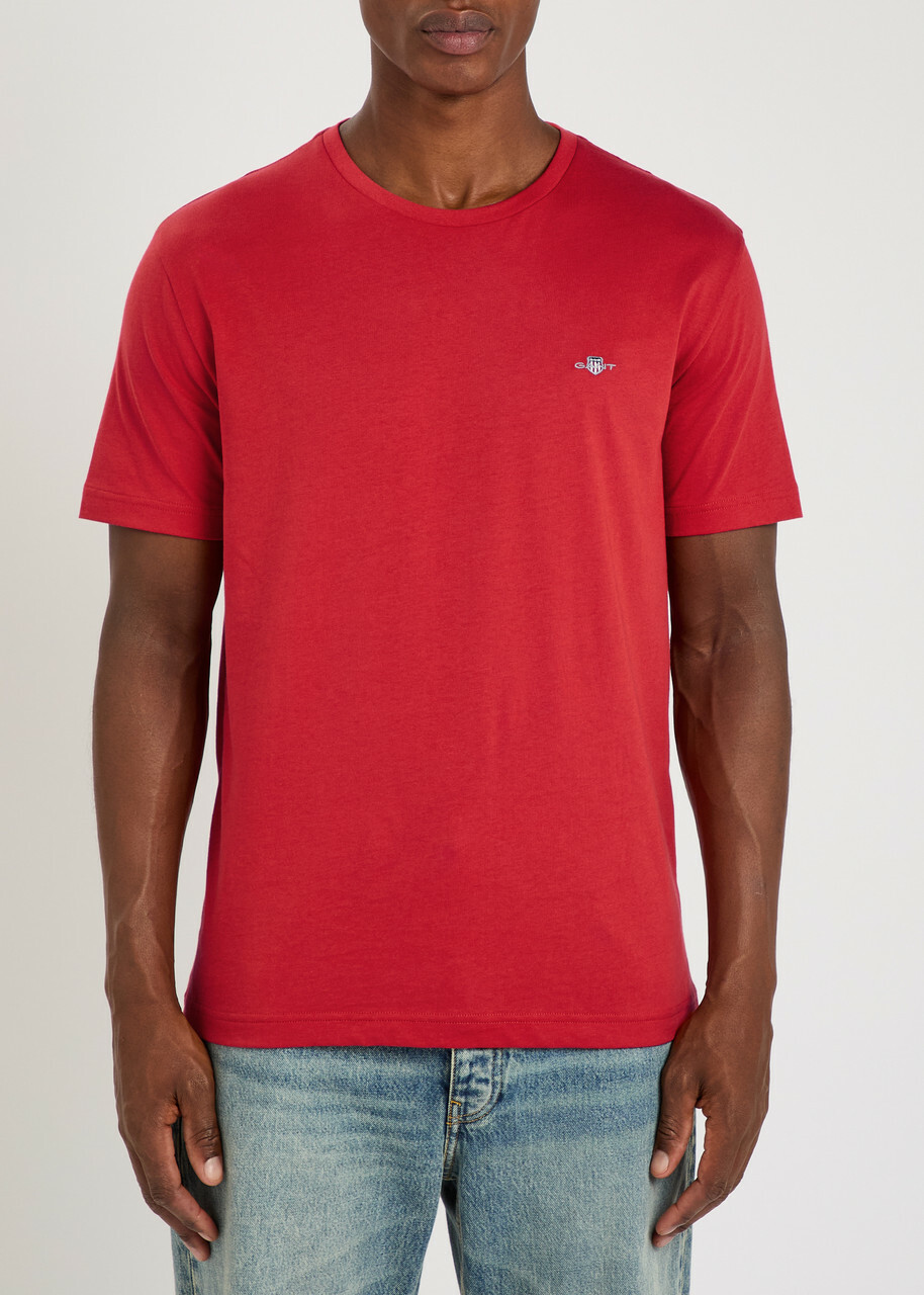 Gant Logo-embroidered Cotton T-shirt Red