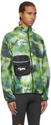 Off-White Green Active Logo Print Zip-Up Running Jacket