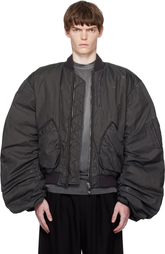 Photo: We11done Black Washed Nylon Bomber Jacket