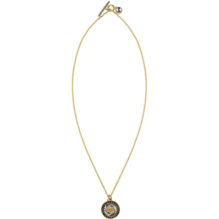 Photo: Versace Gold and Silver Round Medusa Tag Necklace