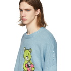 Amiri Blue Cashmere Teddy Patch Sweater