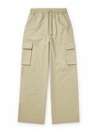 FRAME - Wide-Leg Cotton-Blend Twill Drawstring Cargo Trousers - Neutrals