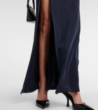 KNWLS Petrol gathered midi skirt
