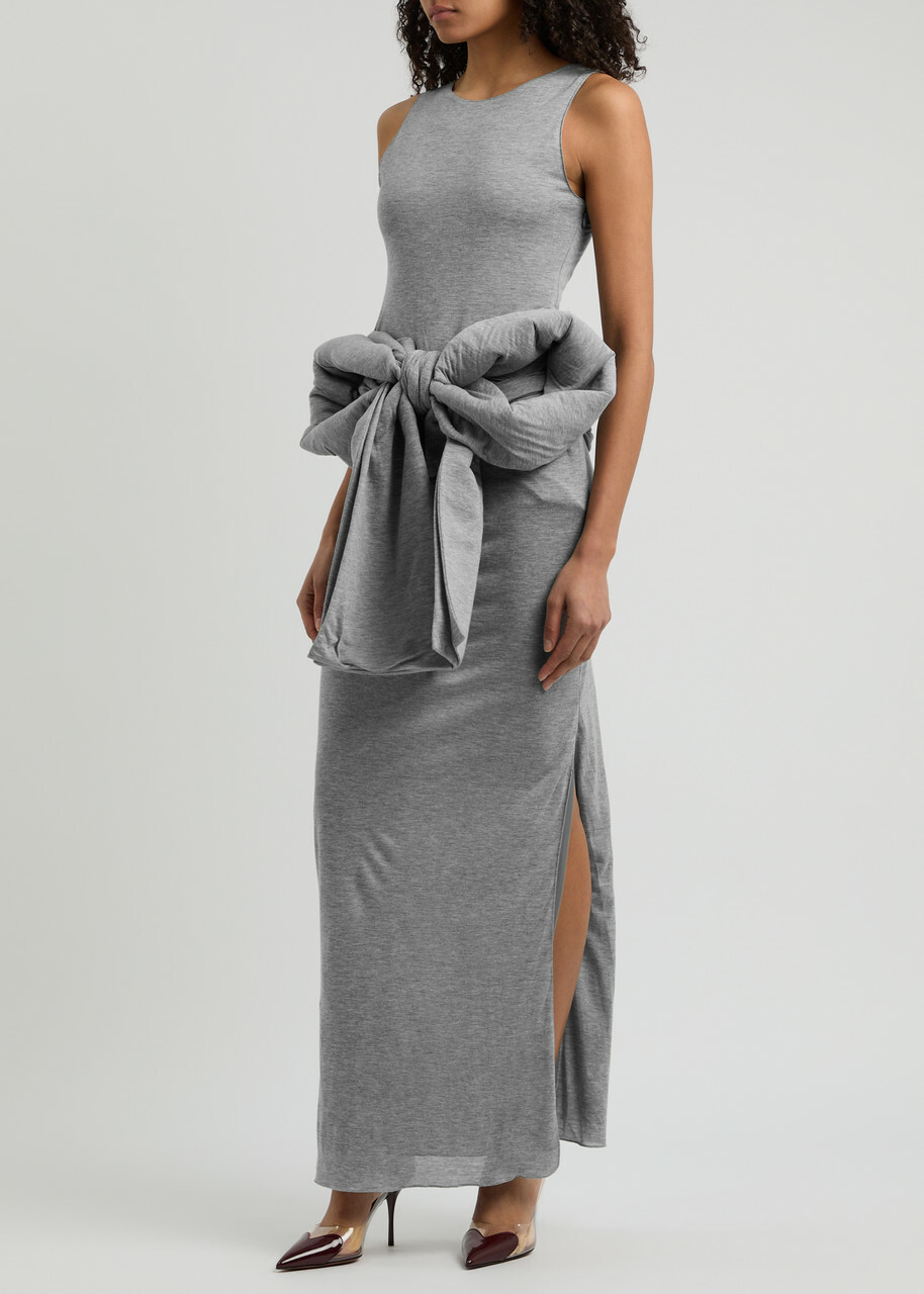 JW Anderson Bow-embellished Jersey Maxi Dress Light Grey JW Anderson