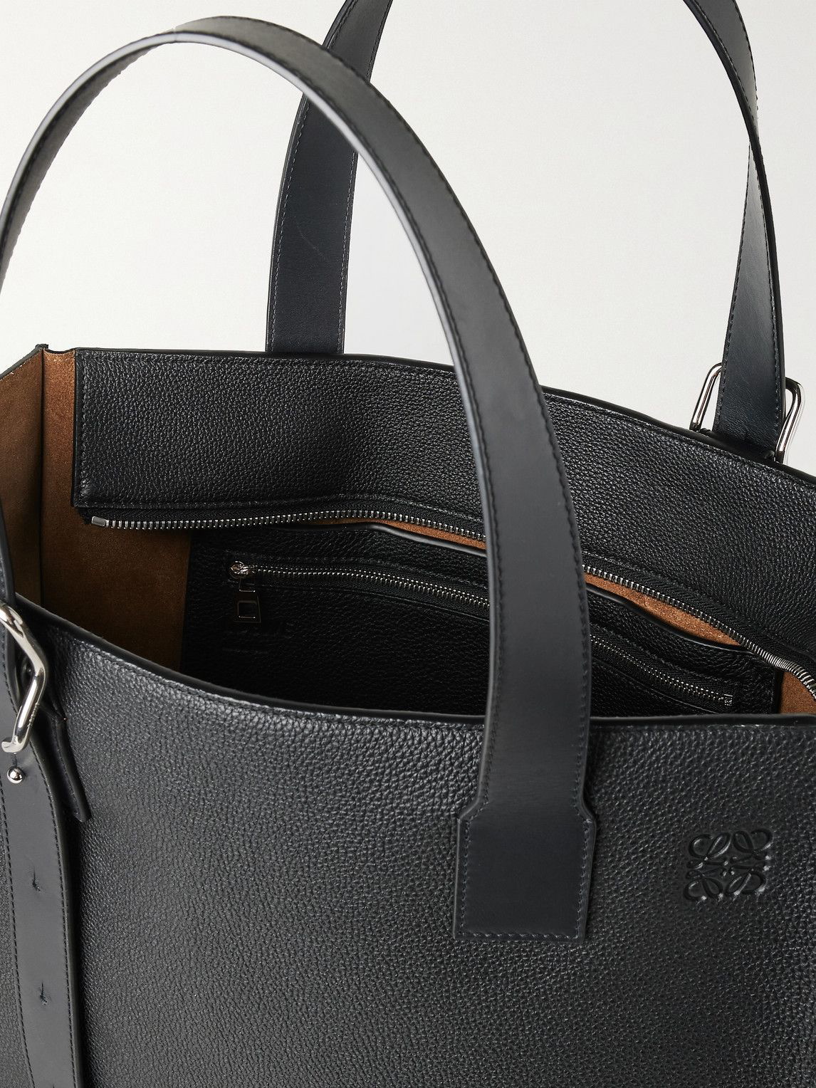 Logo-Debossed Full-Grain Leather Tote Bag