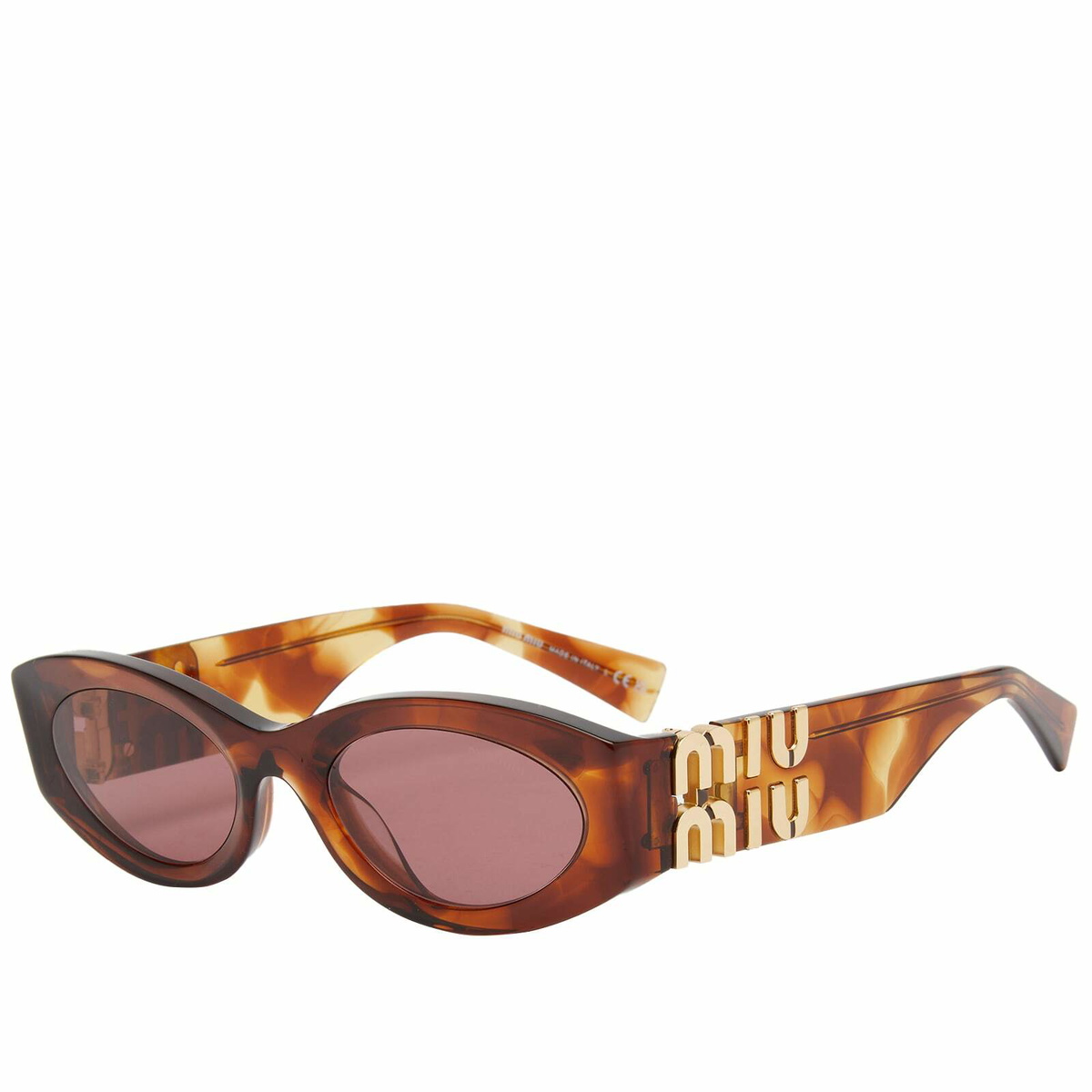 【Miu Miu】0MU 09WS キャットアイサングラス Striped Tobacco Miu Miu Eyewear Women's 09WS Sunglasses in Striped Tobacco