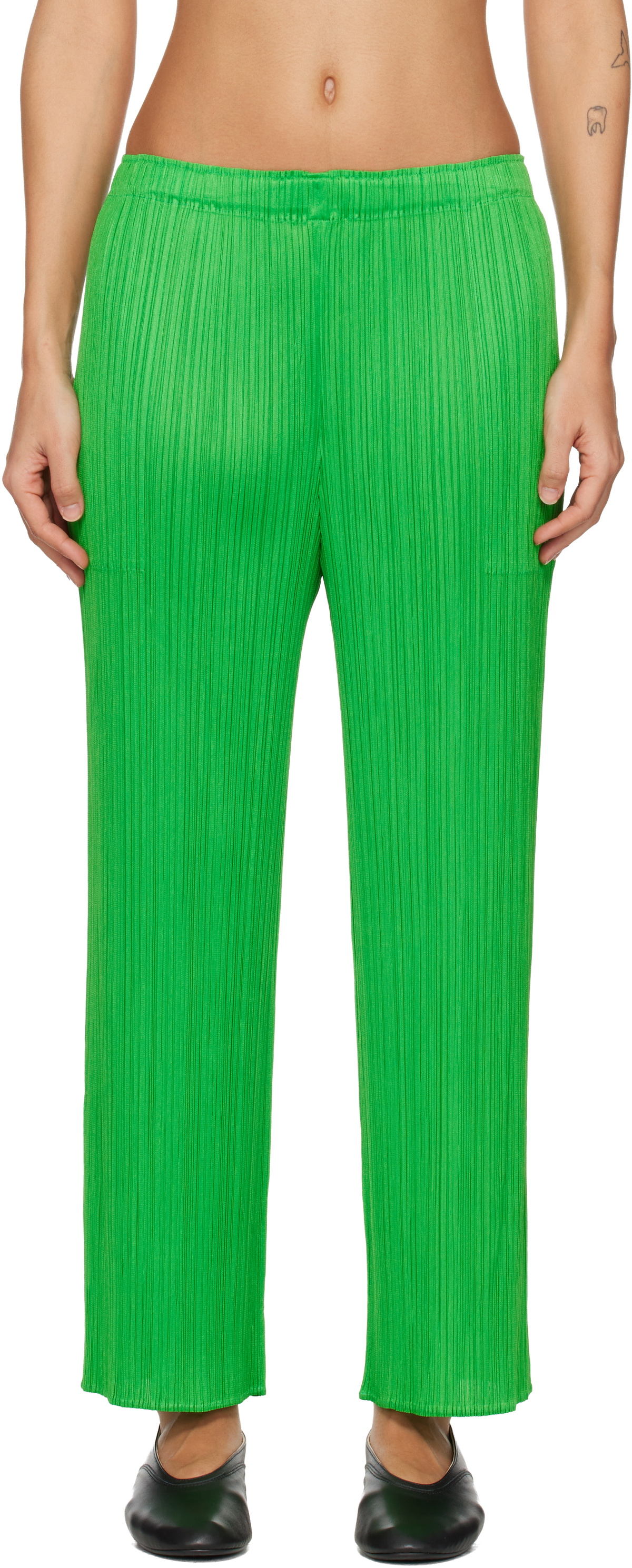 PLEATS PLEASE ISSEY MIYAKE Green Monthly Colors April Trousers
