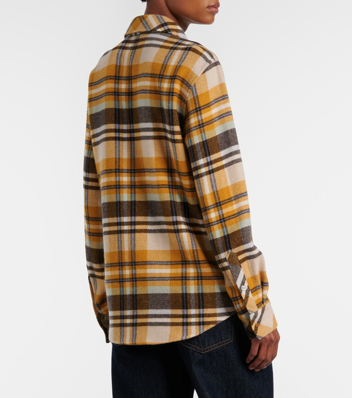 God's True Cashmere Abundance Tartan cashmere shirt with tiger's eye