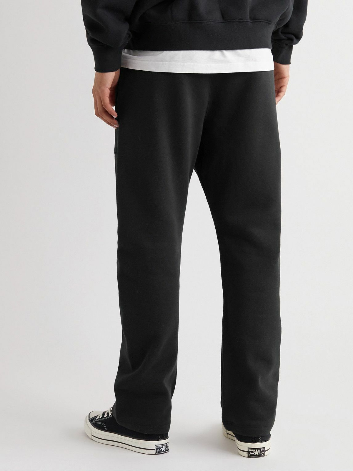 Straight-leg technical cotton jersey pants in Black for