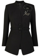 Huishan Zhang Keiran Crystal-embellished Wool Blazer Jacket Black