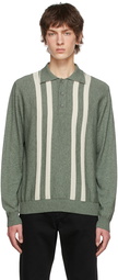 Wood Wood Green Cotton Long Sleeve Polo