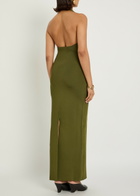 Khaite Mahi Halter-neck Stretch-knit Midi Dress Olive