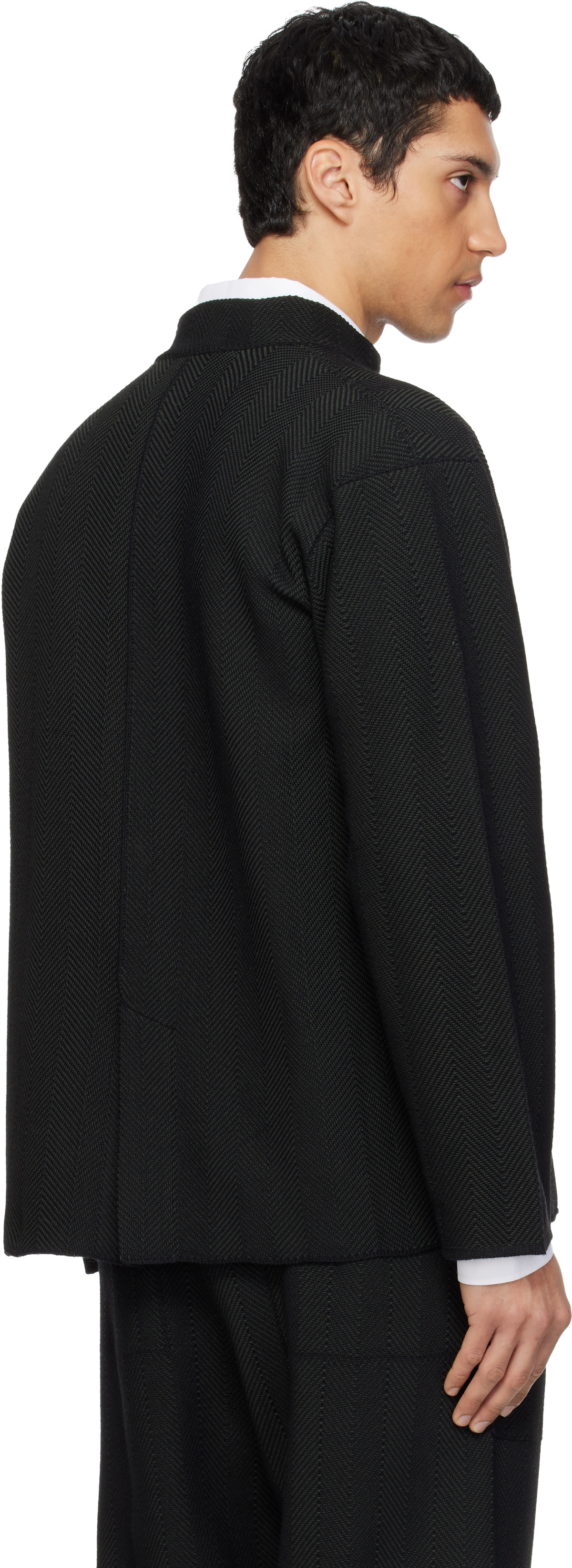 HOMME PLISSÉ ISSEY MIYAKE Black Inlaid Knit Jacket