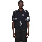 Thom Browne Navy Pique 4-Bar Chain Stitch Icon Polo