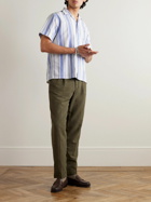 Polo Ralph Lauren - Convertible-Collar Logo-Embroidered Striped Cotton Oxford Shirt - Blue