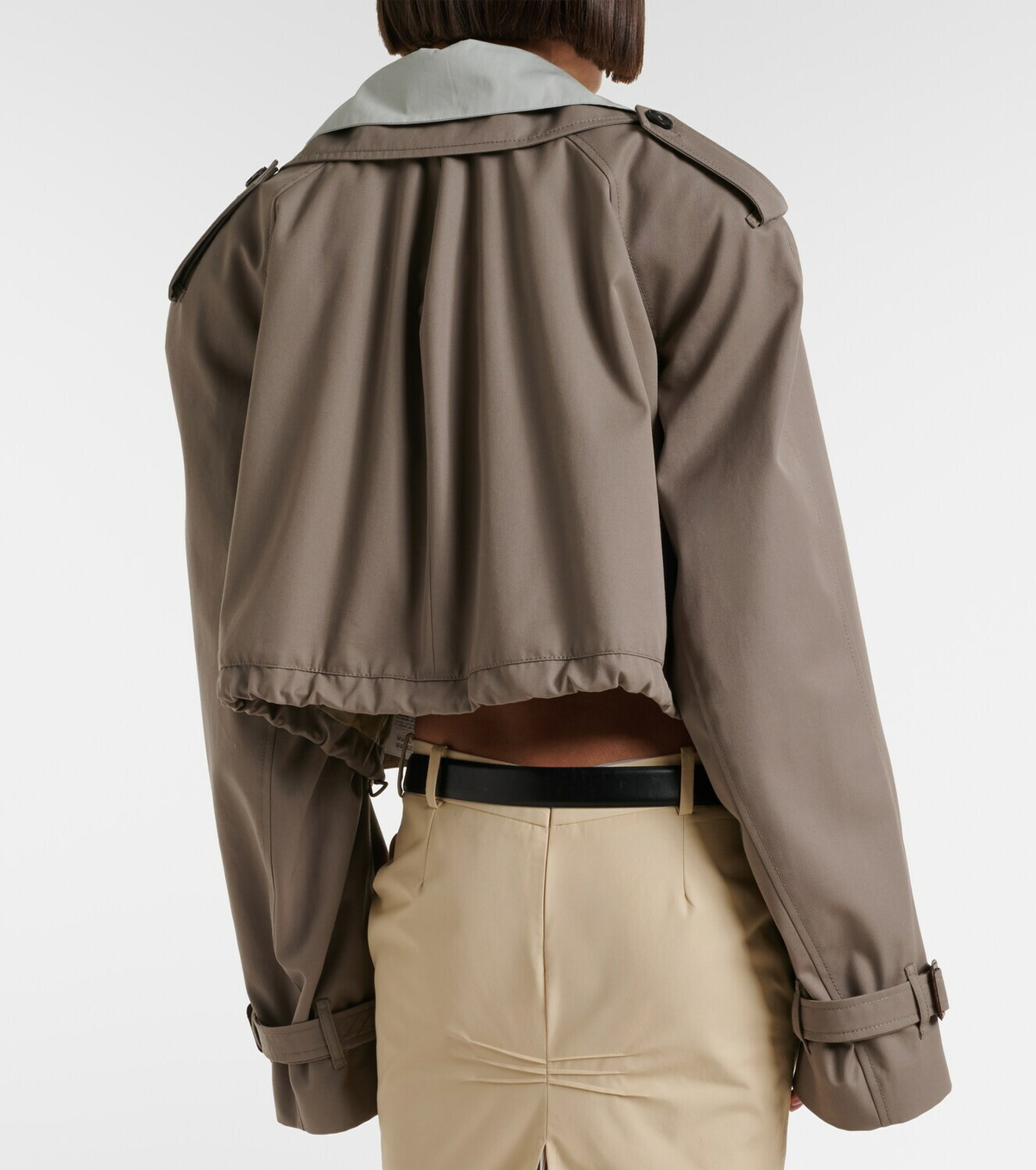 The Attico Cropped gabardine trench coat