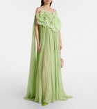 Leo Lin Jaclyn floral-appliqué bustier gown