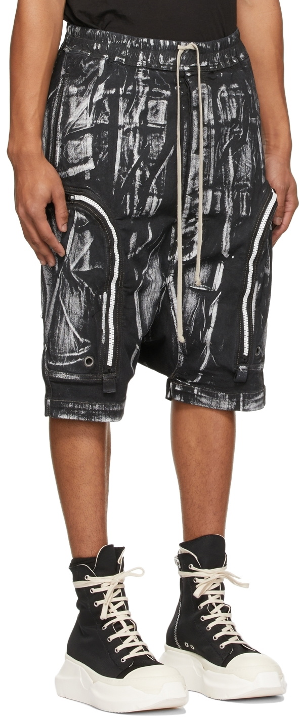 Rick Owens Drkshdw Black & White Bauhaus Pods Shorts Rick Owens Drkshdw