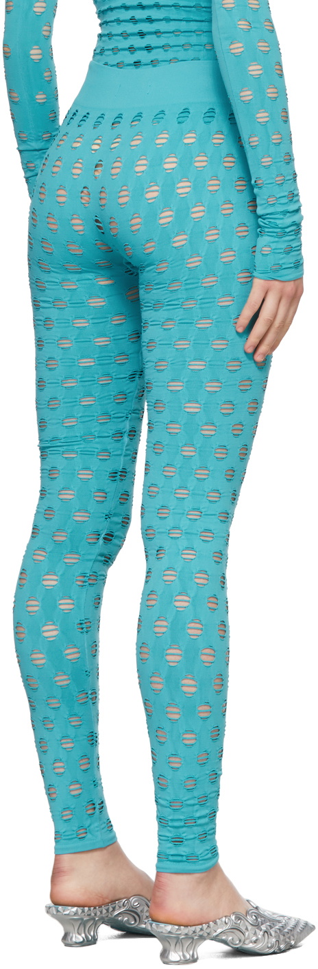 Maisie Wilen SSENSE Exclusive Blue Perforated Leggings