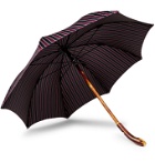 Francesco Maglia - Striped Chestnut Wood-Handle Umbrella - Blue