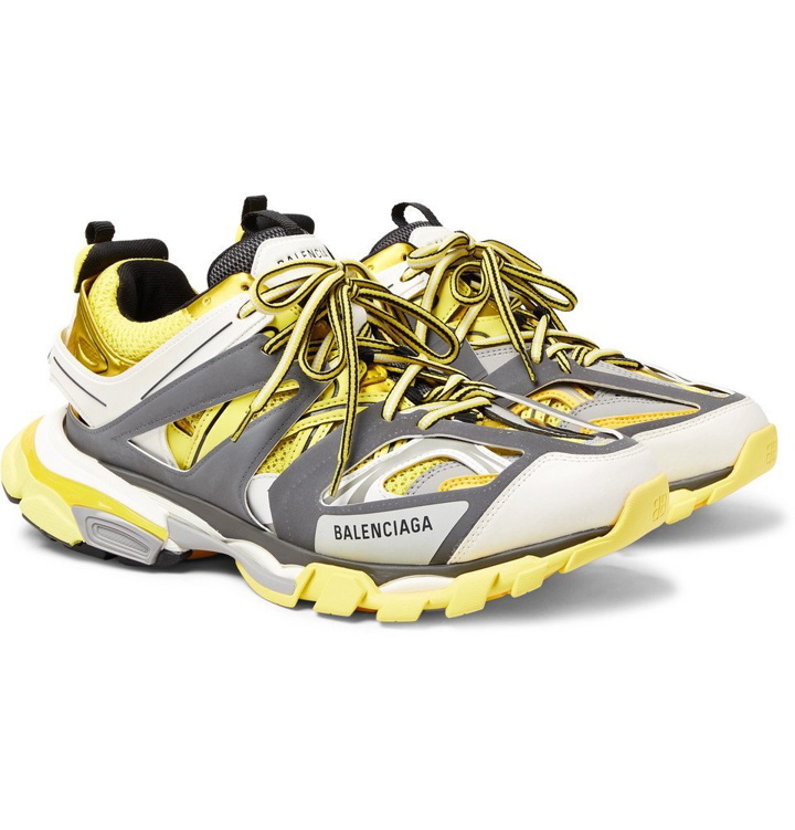 Photo: Balenciaga - Track Leather, Mesh and Rubber Sneakers - Men - Yellow